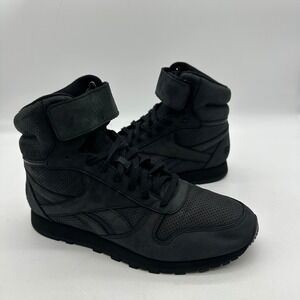 Reebok 1-J16336 Mens Size 9 Black Ex-O-Fit Hi Leather High Top Strap Sneakers